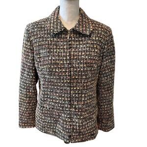 Vintage Sag Harbor Colorful Pastel Pink & Black Summer Tweed Blazer 16